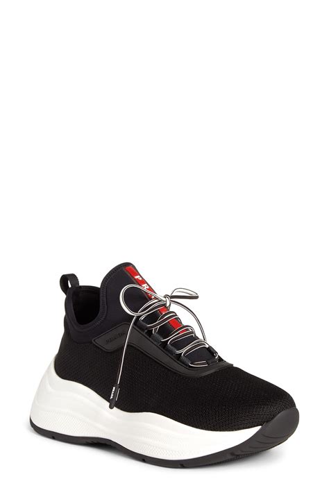 prada knit logo lace up sneakers|Prada oxford platform.